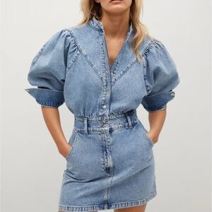 Idem ditto Denim Dress With Puffed Sleeves Size S